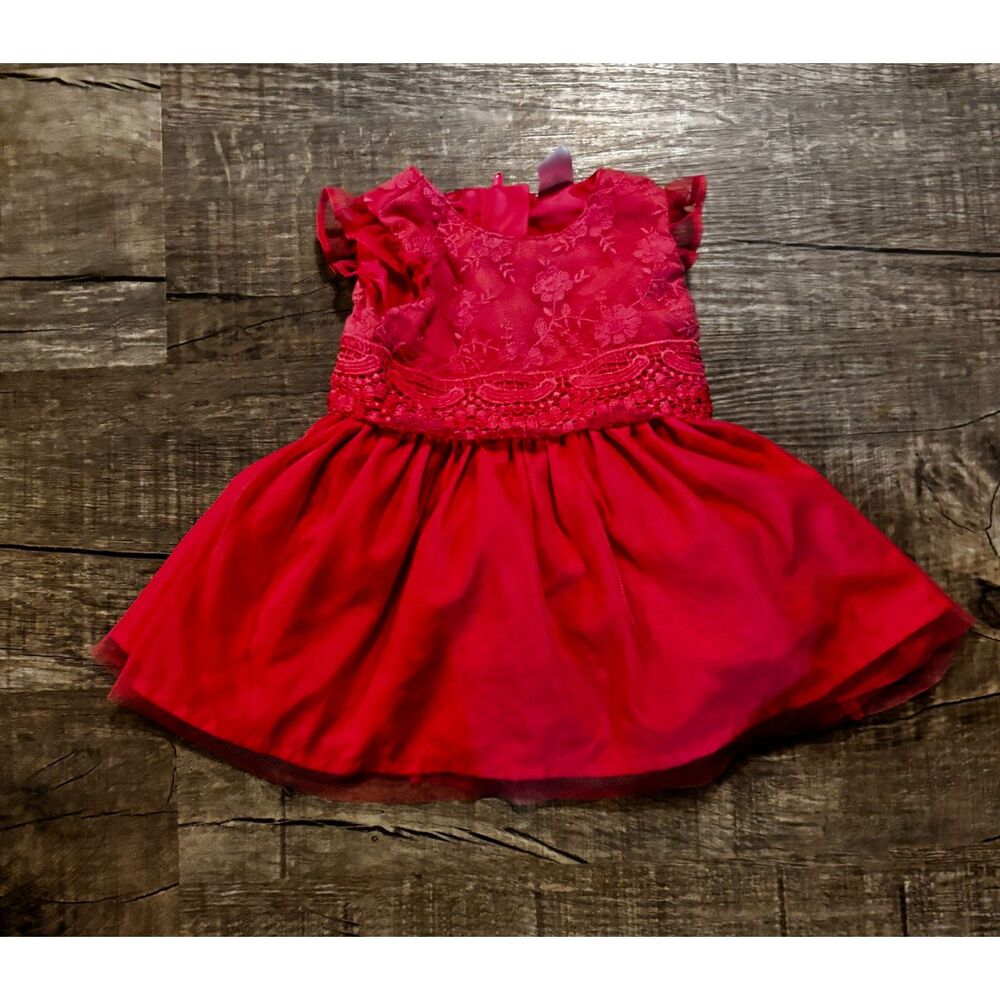 Carter's Baby Girl Red Lace Dress 3 Months Party Holiday